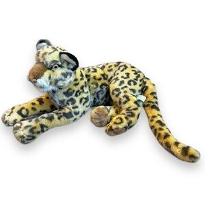 RARE VTG 1986 Applause WWF Yellow Leopard Large Plush Realistic Side lying Korea